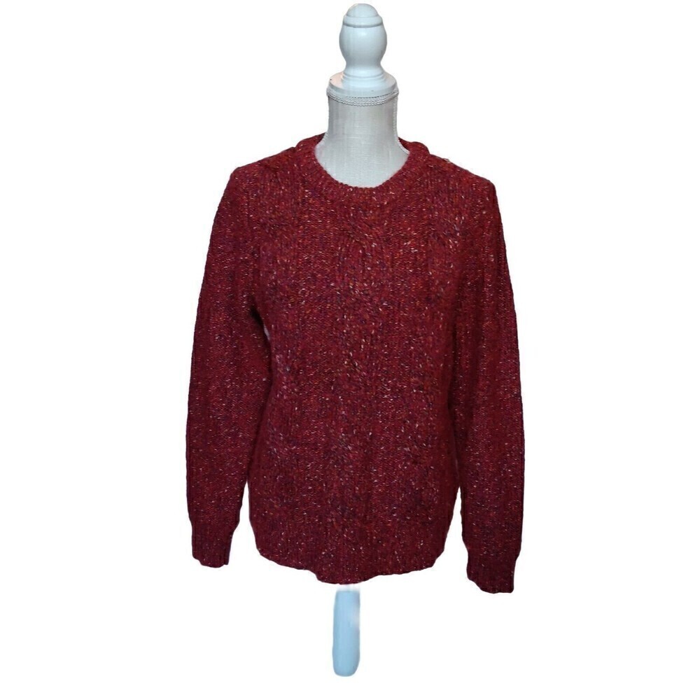 A New Day Size S Rust Multi-Color Cable Knit Crew Neck Pullover Chunky Sweater